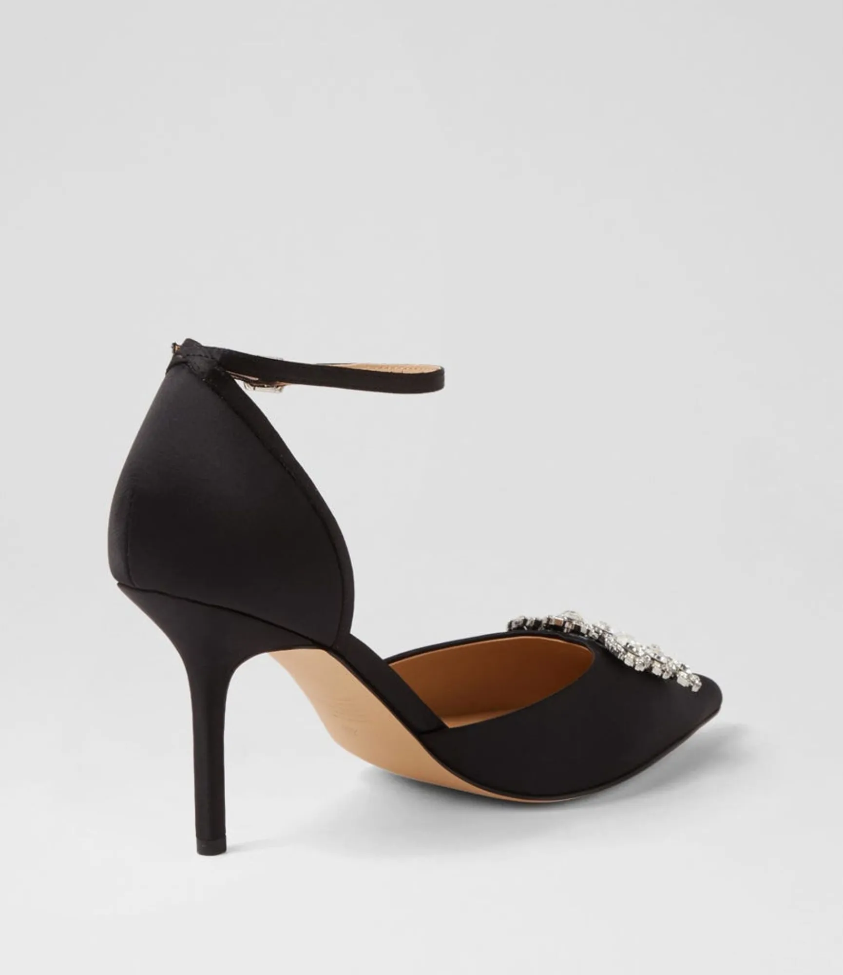 Store Midas Shoes Diarmond Black Satin Heels