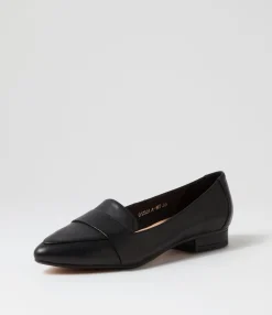 Shop Midas Shoes Disola Black Leather Flat Shoes