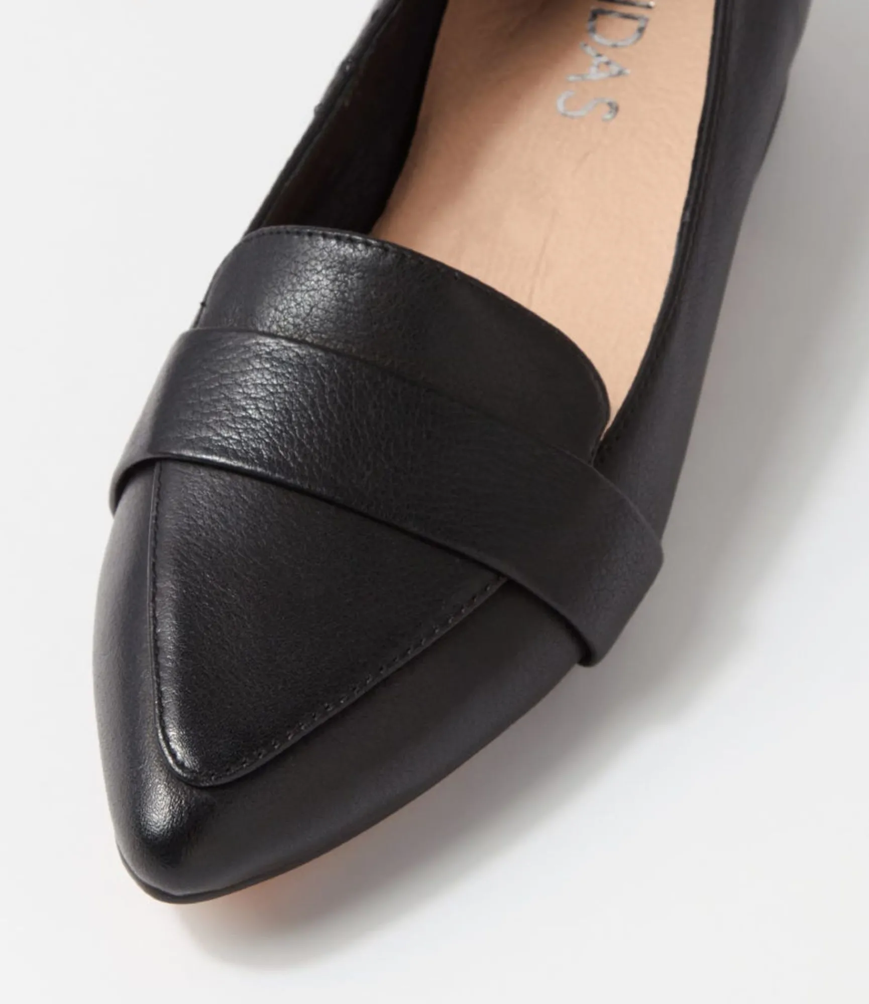 Shop Midas Shoes Disola Black Leather Flat Shoes