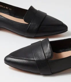 Shop Midas Shoes Disola Black Leather Flat Shoes