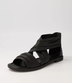 Hot Midas Shoes Dizzee Black Leather Sandals Bs