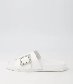Best Midas Shoes Doe White Leather Slides