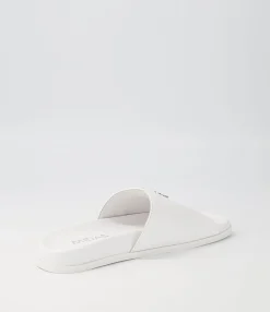 Best Midas Shoes Doe White Leather Slides