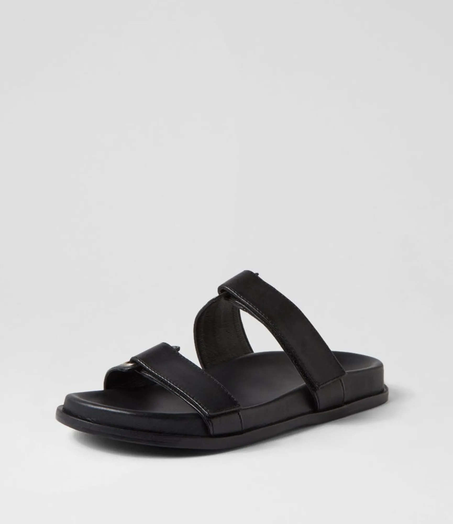 Shop Midas Shoes Domino Black Leather Slides
