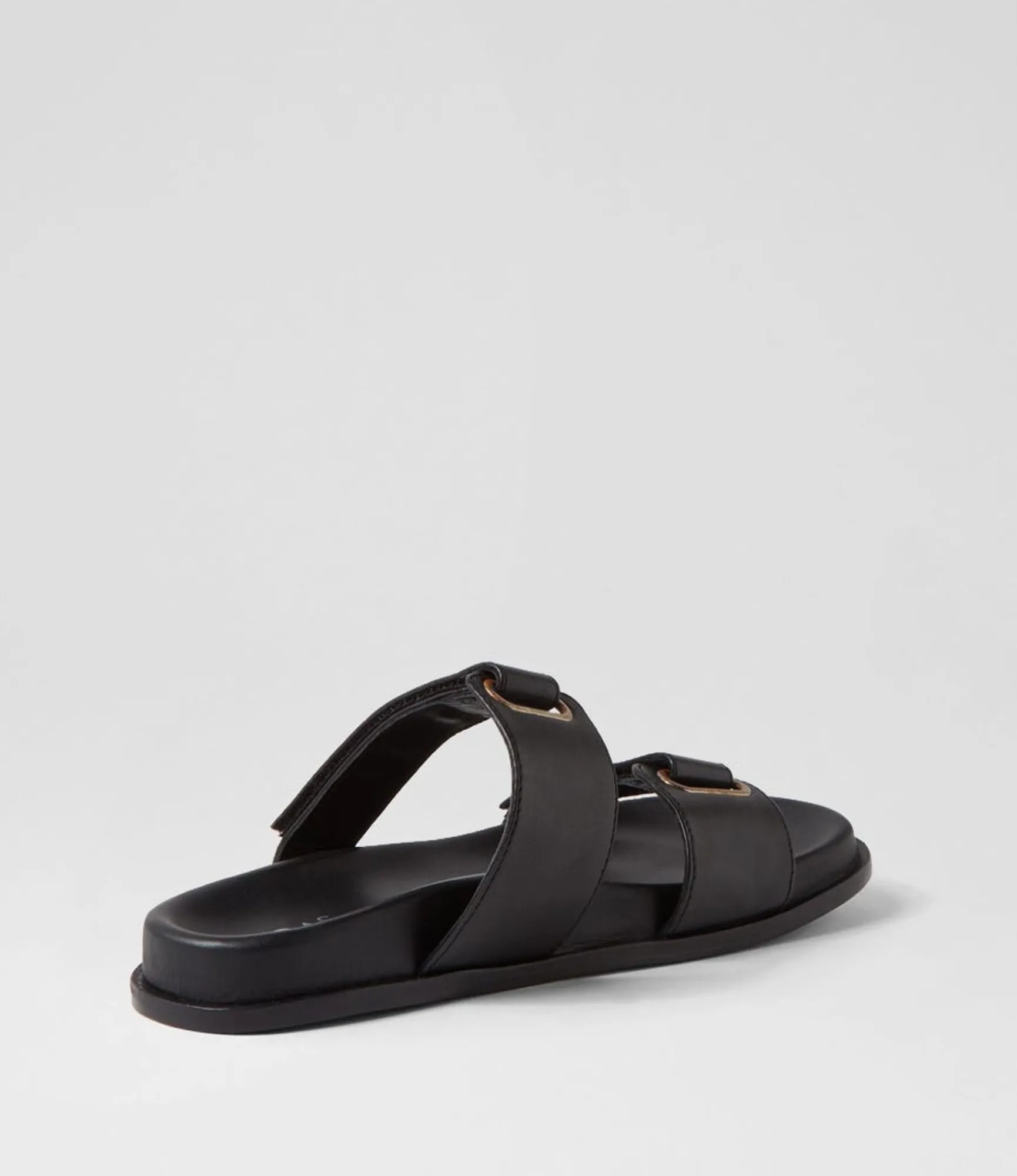 Shop Midas Shoes Domino Black Leather Slides