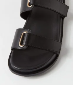 Shop Midas Shoes Domino Black Leather Slides