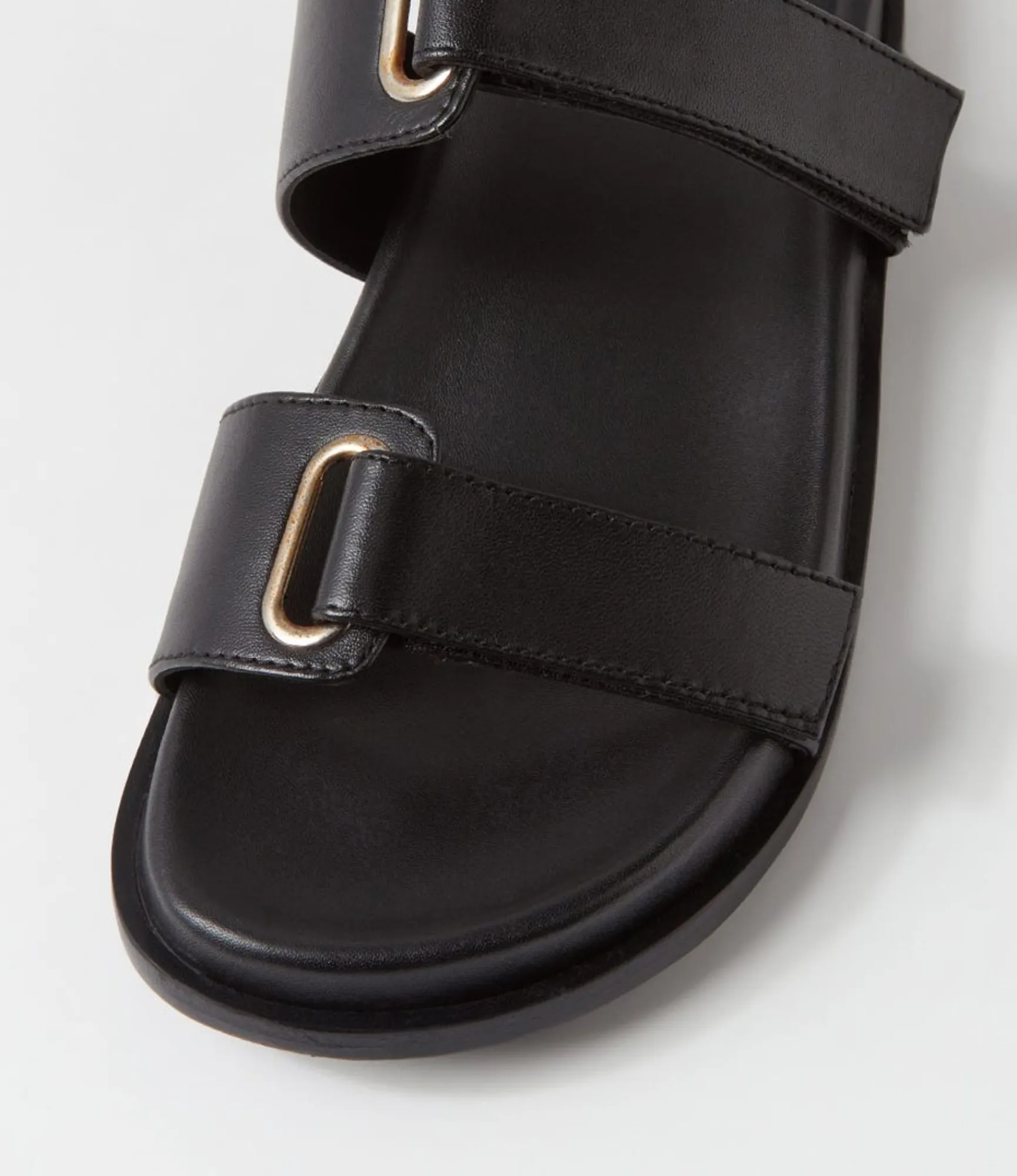Shop Midas Shoes Domino Black Leather Slides