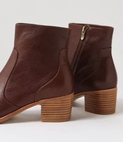 Outlet Midas Shoes Dores Cognac Natural Heel Leather Ankle Boots