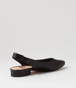 Store Midas Shoes Dyanne Black Leather Flat Shoes