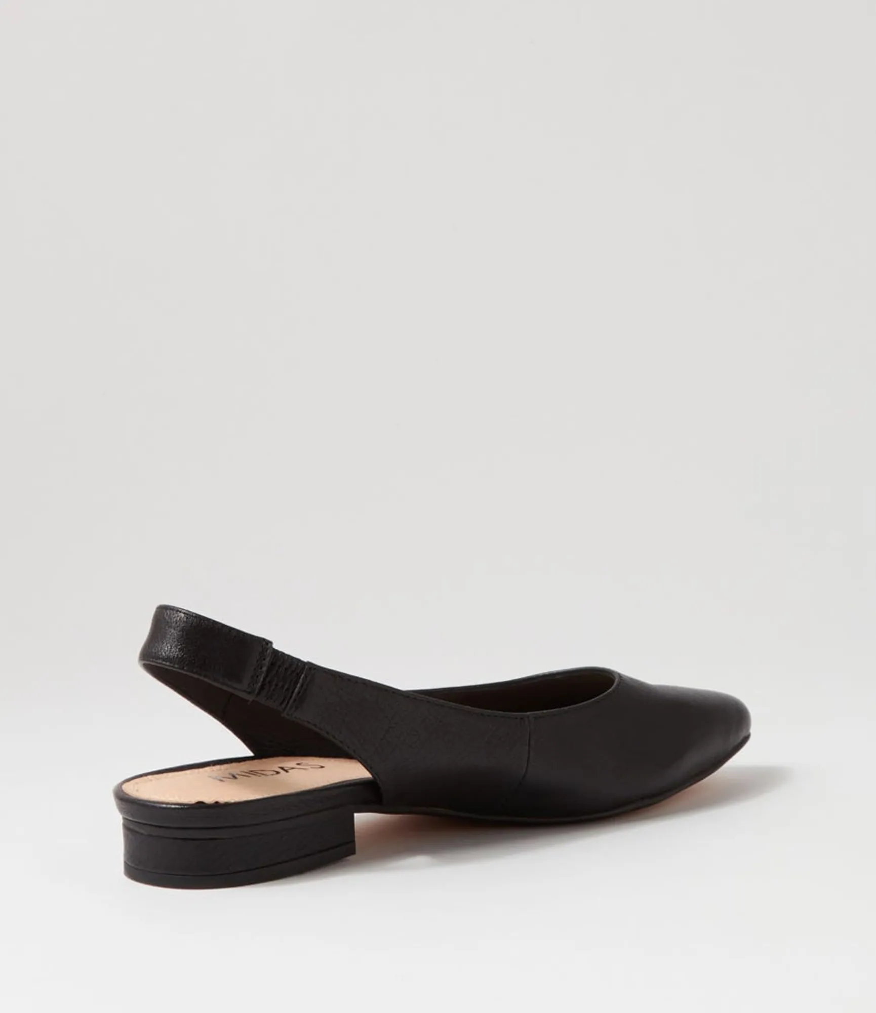 Store Midas Shoes Dyanne Black Leather Flat Shoes