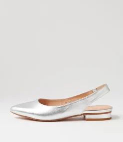 Cheap Midas Shoes Dyanne Silver Leather Flat Shoes