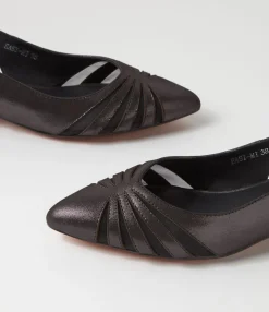 Sale Midas Shoes Easi Black Shimmer Mesh Leather Flat Shoes