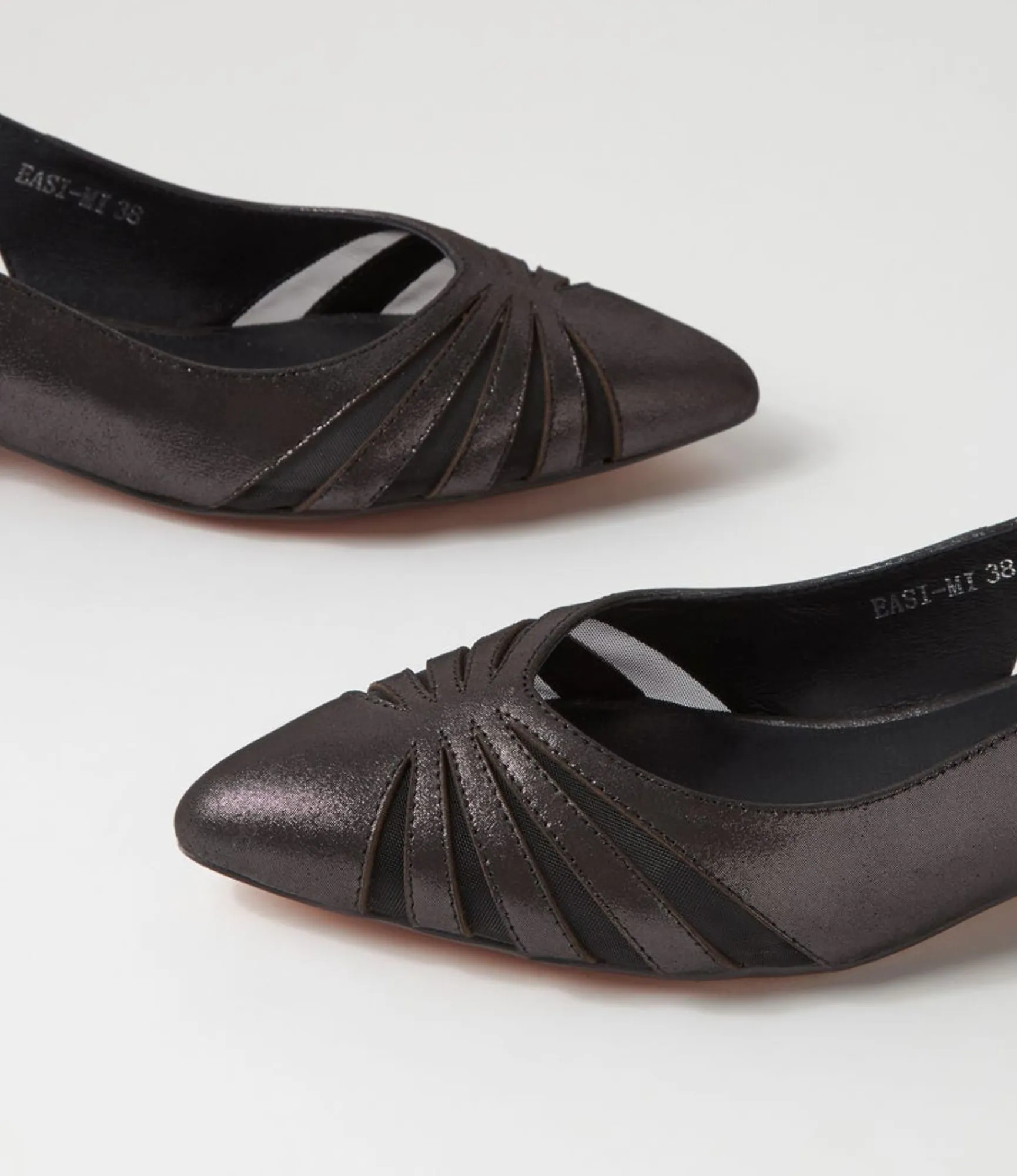 Sale Midas Shoes Easi Black Shimmer Mesh Leather Flat Shoes