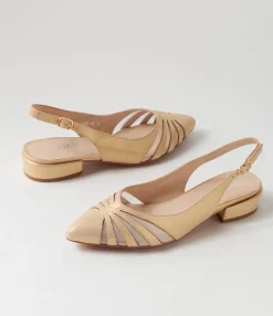 Hot Midas Shoes Easi Old Gold Shimmer Mesh Leather Flat Shoes