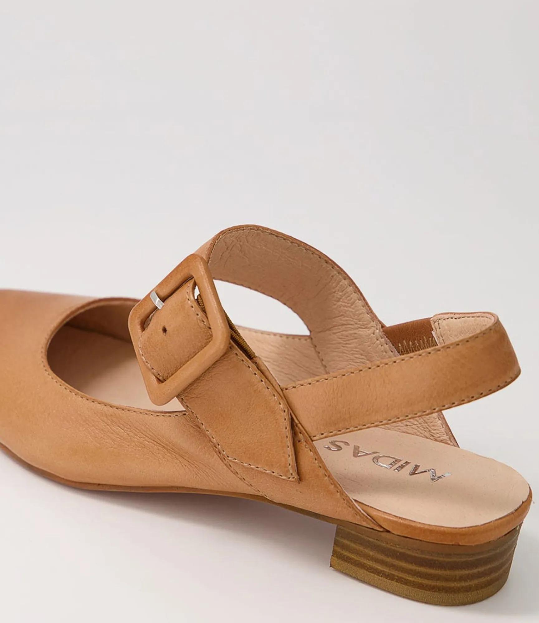 Best Midas Shoes Eleanor Dark Tan Leather Flat Shoes