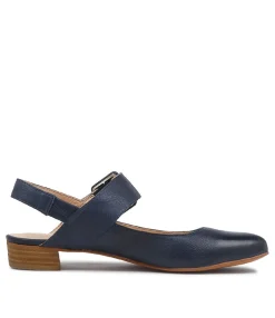 Cheap Midas Shoes Eleanor Navy Leather Flat Shoes
