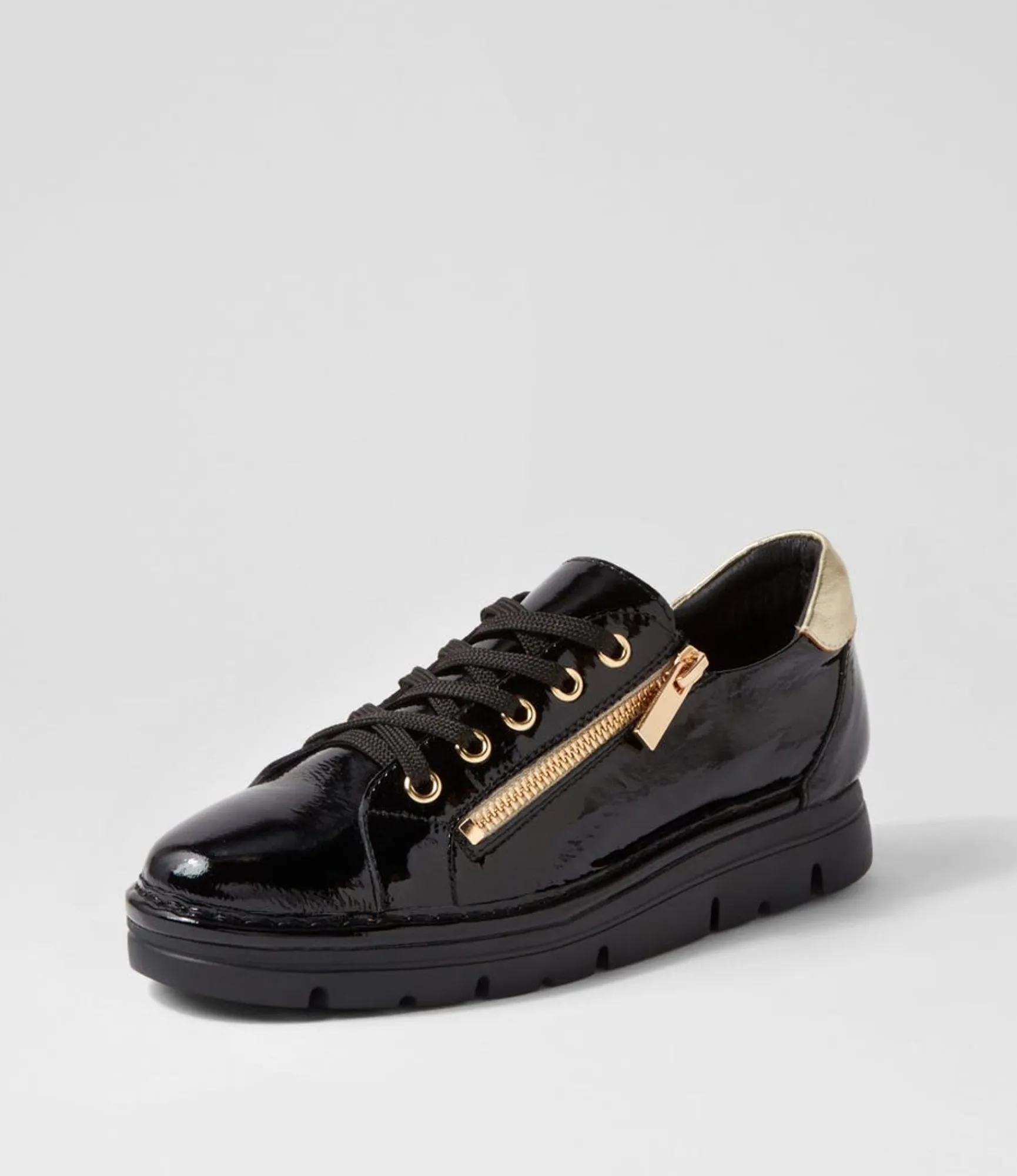 Best Sale Midas Shoes Elias Black Gold Patent Leather Sneakers