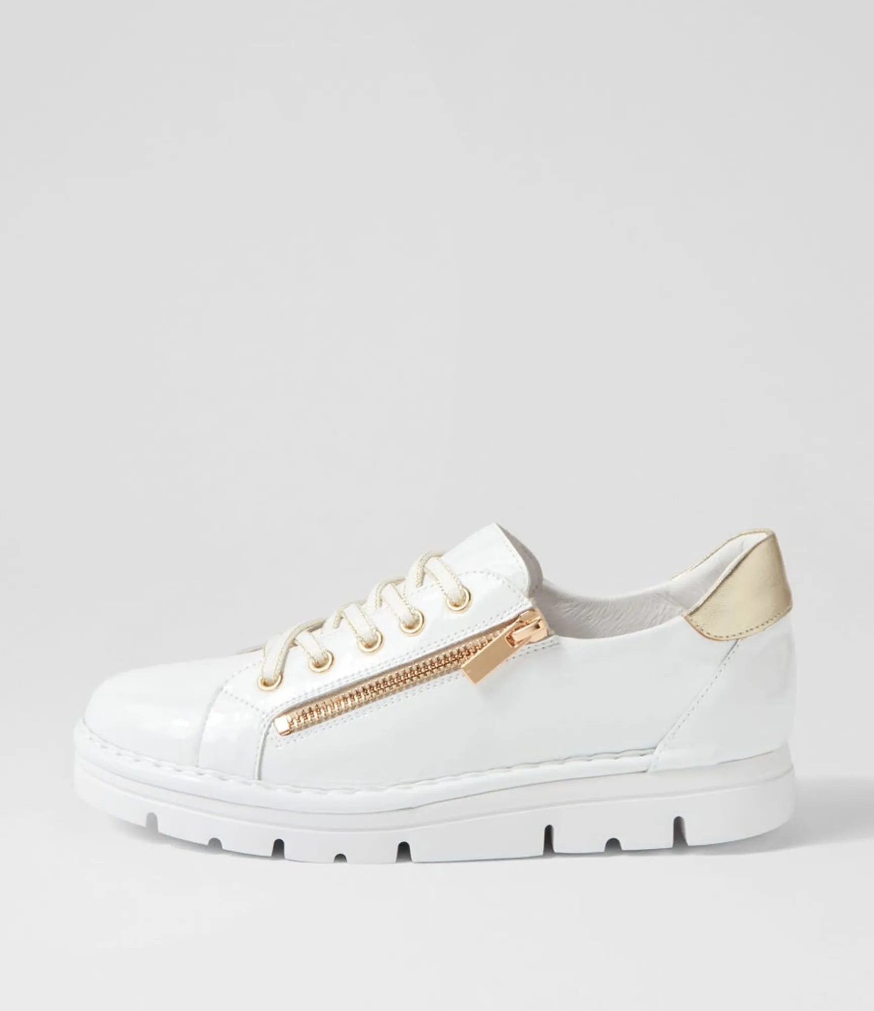 Best Sale Midas Shoes Elias White Gold Patent Leather Sneakers