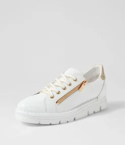 Best Sale Midas Shoes Elias White Gold Patent Leather Sneakers