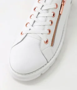 Sale Midas Shoes Elias White Pale Rose Gold Leather Sneakers