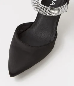 Fashion Midas Shoes Evee Black Satin Mules