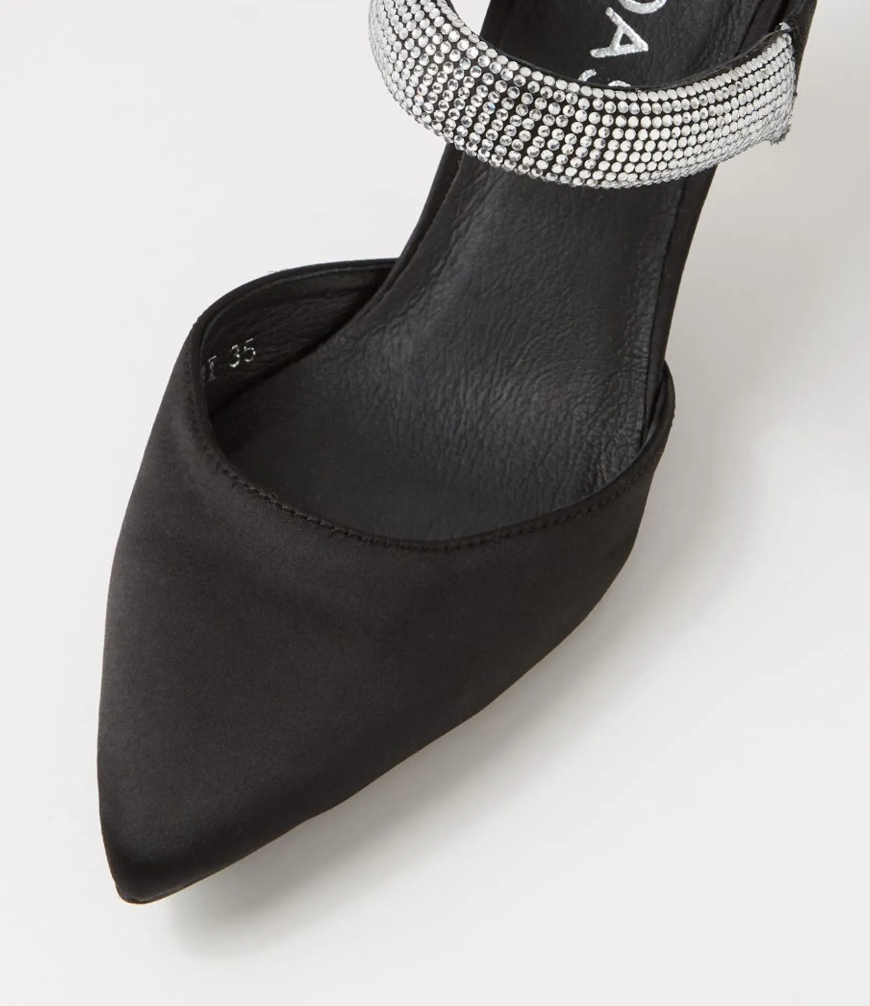 Fashion Midas Shoes Evee Black Satin Mules