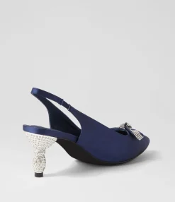 Store Midas Shoes Evetts Navy Satin Heels