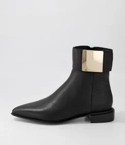 Cheap Midas Shoes Evo Black Gold Leather Ankle Boots