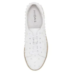Discount Midas Shoes Faith White Leather Sneakers