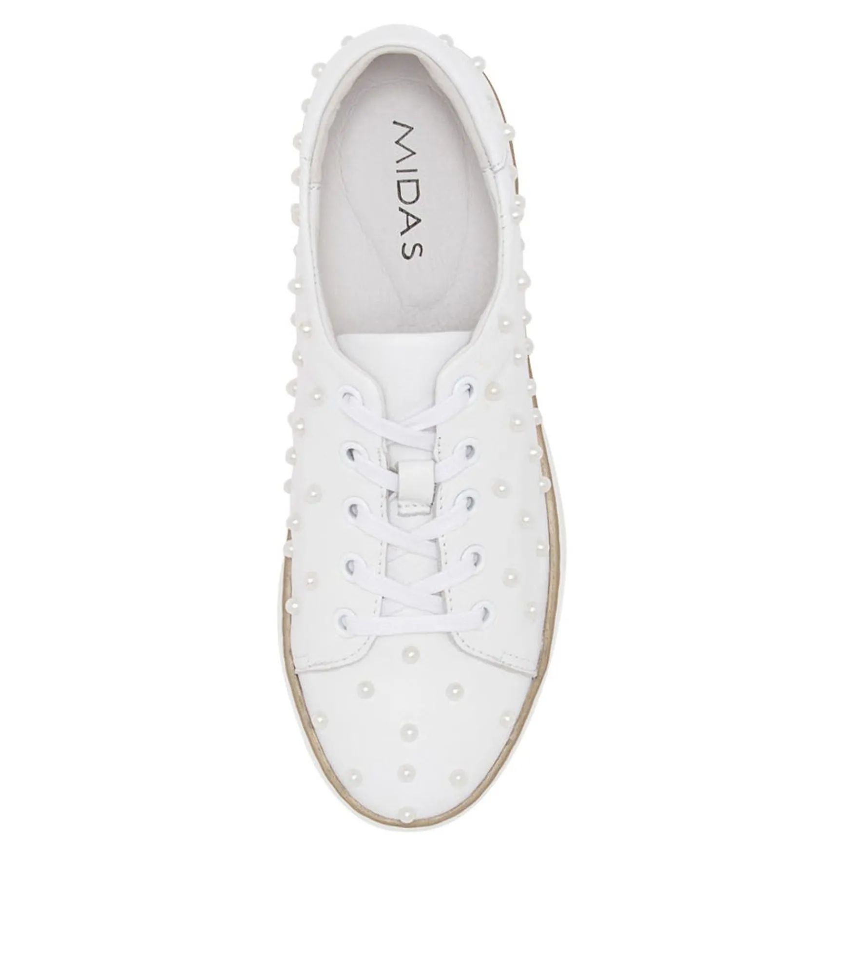 Discount Midas Shoes Faith White Leather Sneakers