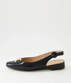New Midas Shoes Fallone Black Patent Leather Flat Shoes