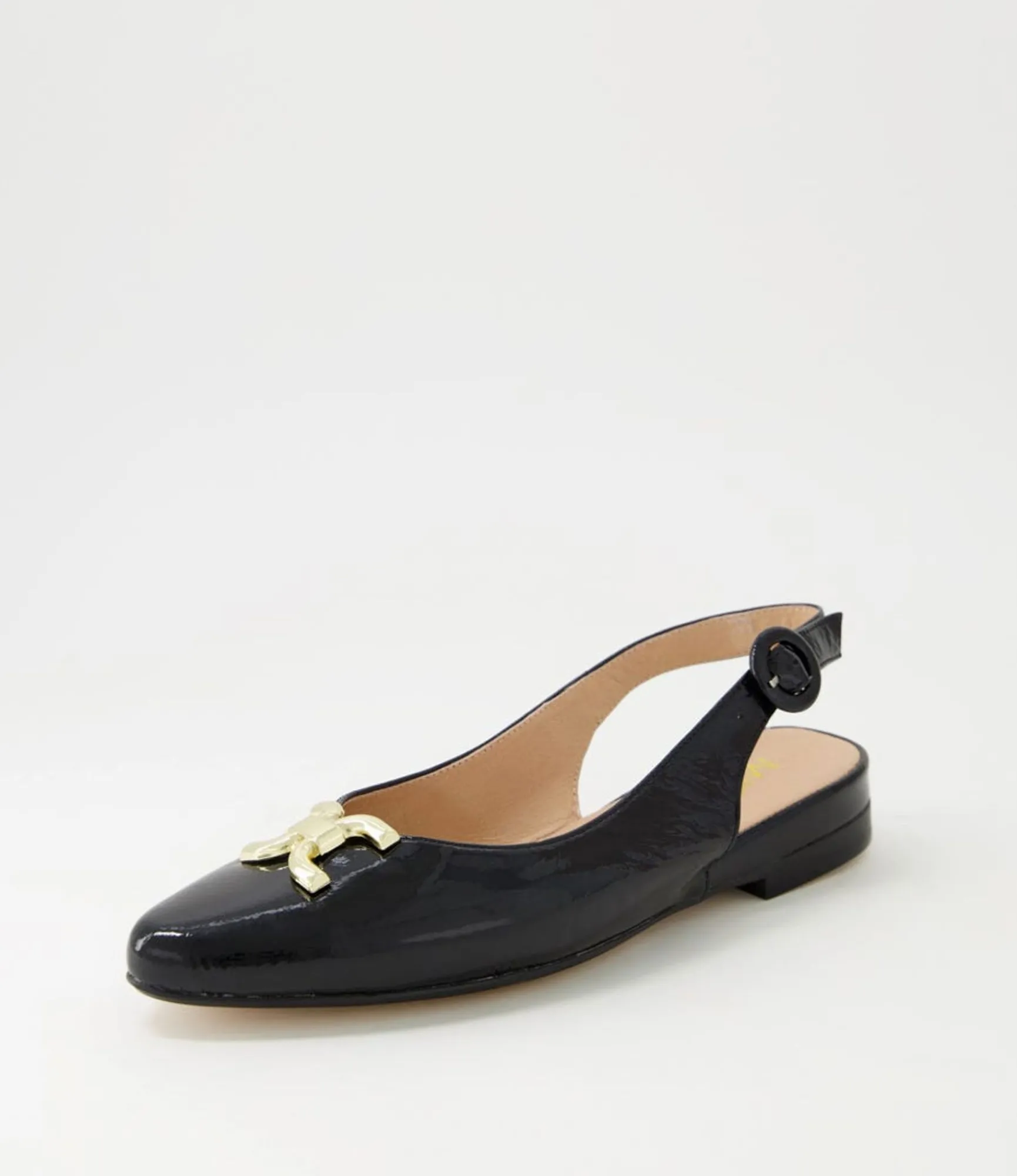 New Midas Shoes Fallone Black Patent Leather Flat Shoes