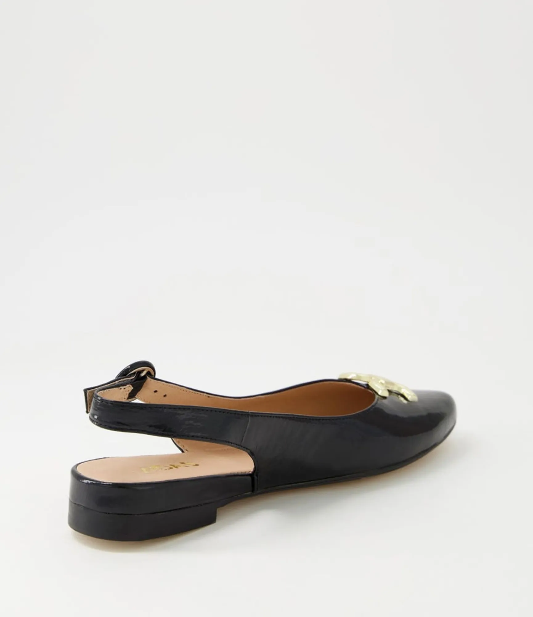 New Midas Shoes Fallone Black Patent Leather Flat Shoes