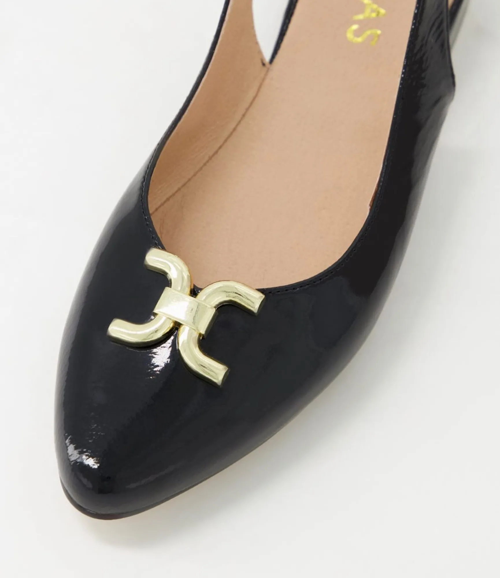 New Midas Shoes Fallone Black Patent Leather Flat Shoes