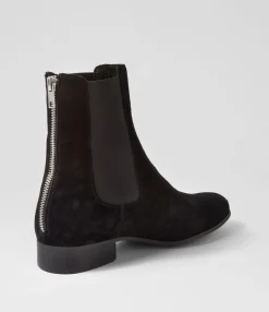 Hot Midas Shoes Fally Black Suede Chelsea Boots