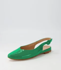 New Midas Shoes Fancy Emerald Patent Leather Flat Shoes
