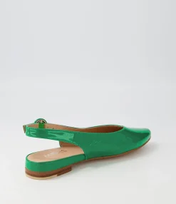 New Midas Shoes Fancy Emerald Patent Leather Flat Shoes