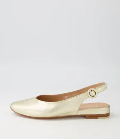 Best Sale Midas Shoes Fancy Pale Gold Leather Flat Shoes
