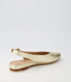 Best Sale Midas Shoes Fancy Pale Gold Leather Flat Shoes