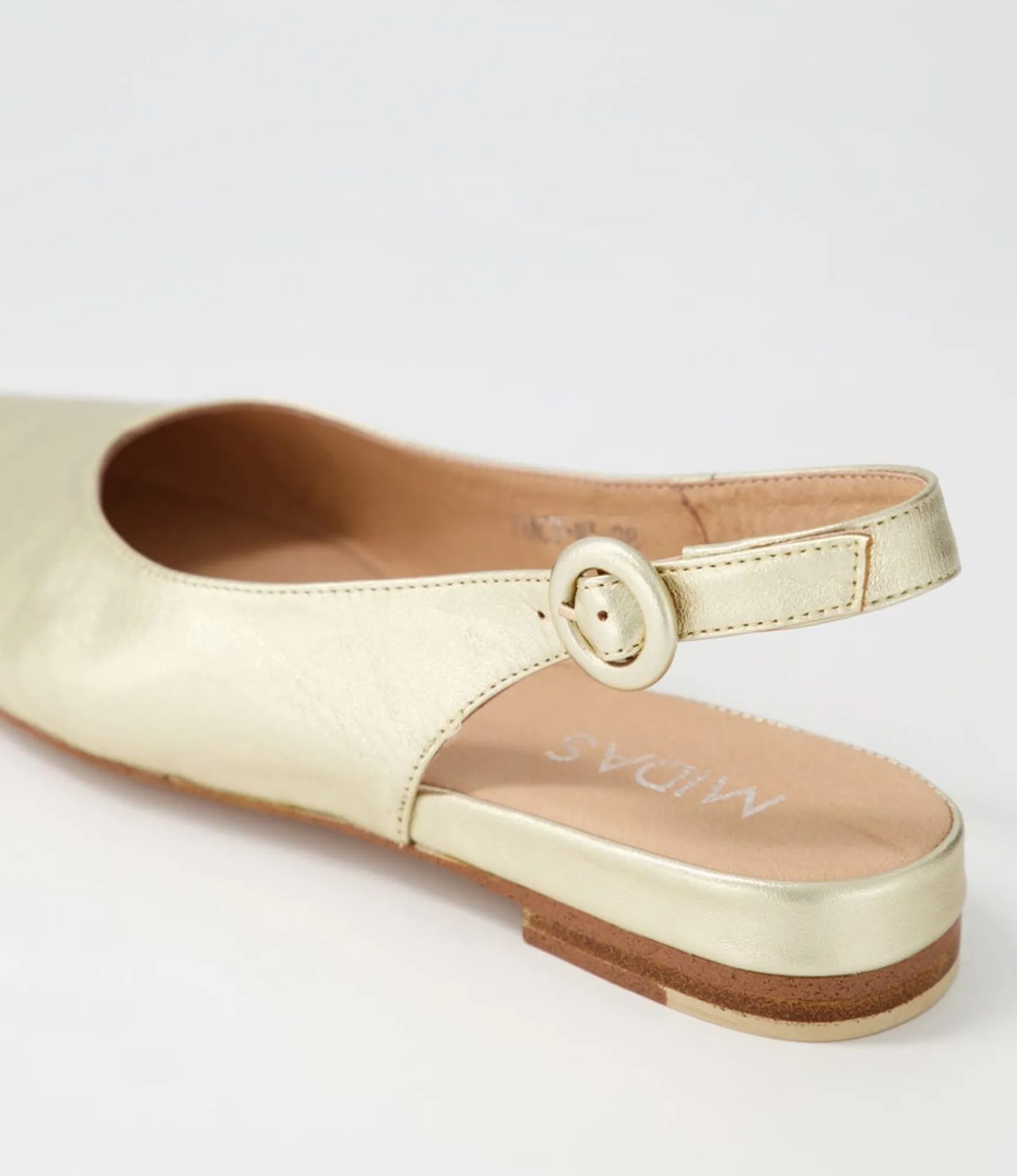 Best Sale Midas Shoes Fancy Pale Gold Leather Flat Shoes
