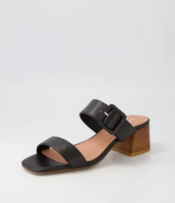 Cheap Midas Shoes Fantasy Black Natural Heel Leather Slides
