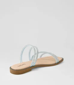 Fashion Midas Shoes Fanto Pale Blue Nude Jewels Leather Slides