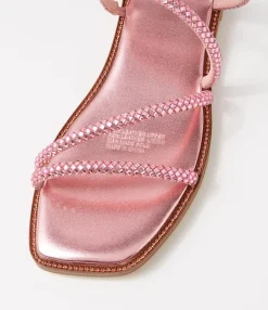 Hot Midas Shoes Fanto Pale Pink Jewels Leather Slides