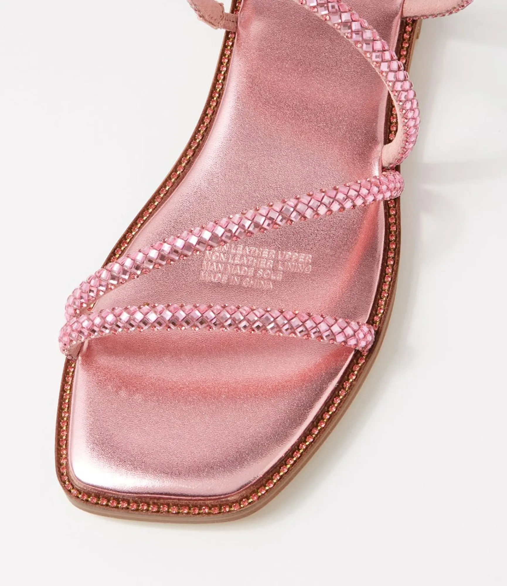 Hot Midas Shoes Fanto Pale Pink Jewels Leather Slides