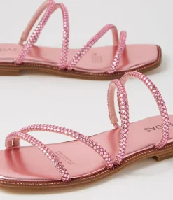 Hot Midas Shoes Fanto Pale Pink Jewels Leather Slides