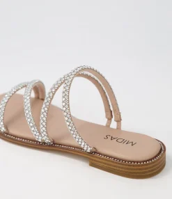 Discount Midas Shoes Fanto Silver Nude Jewels Slides
