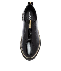 Flash Sale Midas Shoes Feathers Black Patent Leather Sneakers