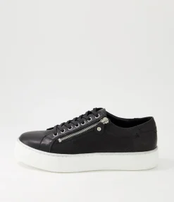 Hot Midas Shoes Feema Black White Leather Sneakers
