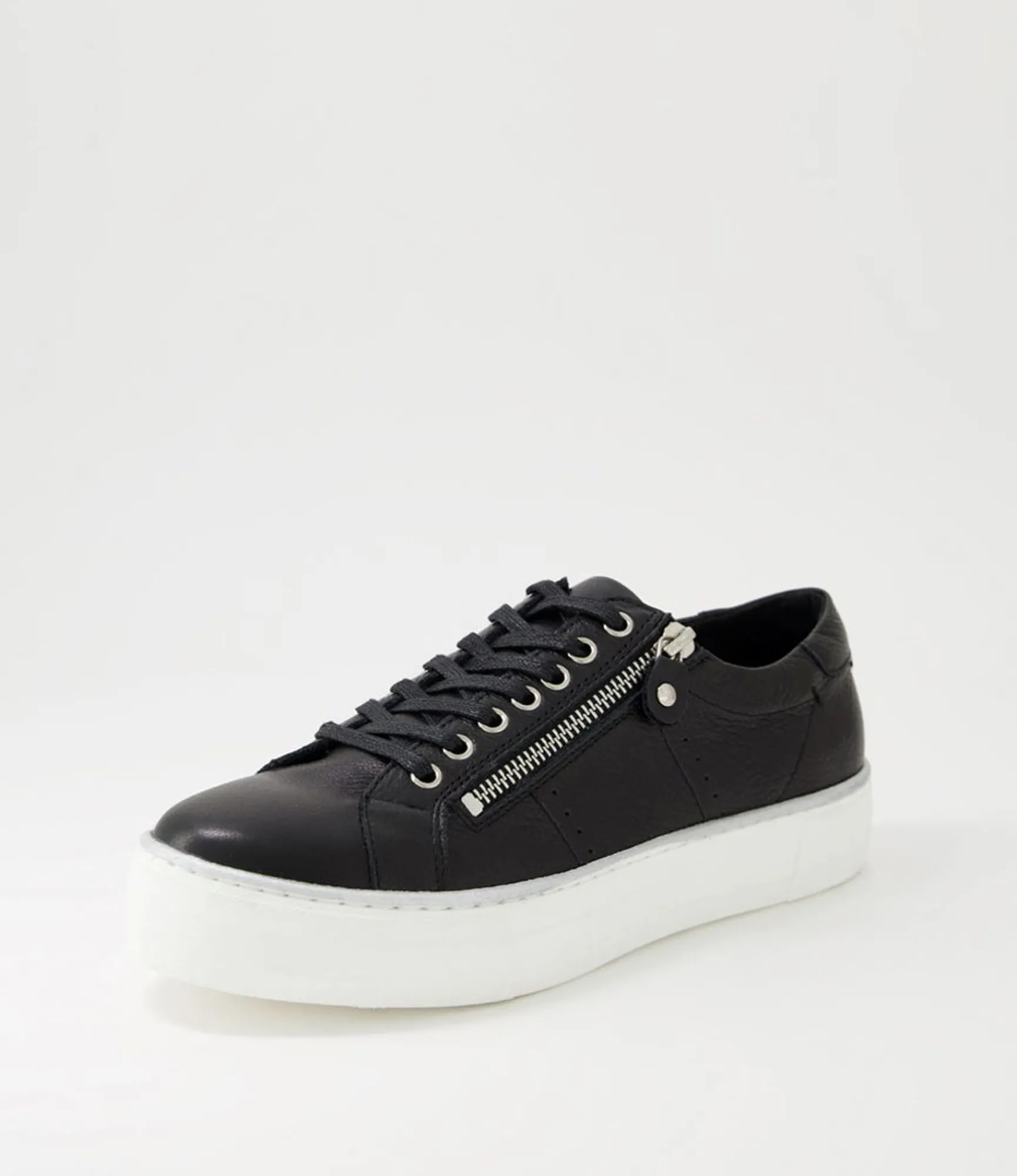 Hot Midas Shoes Feema Black White Leather Sneakers