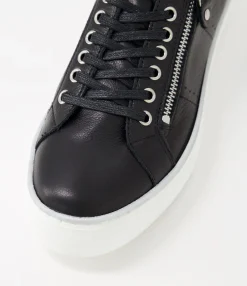 Hot Midas Shoes Feema Black White Leather Sneakers